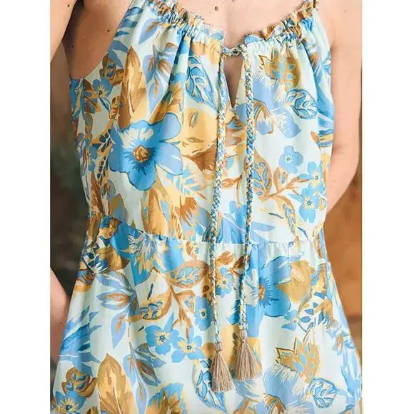 Faherty Sun Chaser Maxi Floral Tier Dress | sz M, Paradise Blossom Blue NEW $328 - Picture 5 of 6